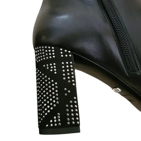 Dior Stellar Black Leather Studded CD Ankle Boots Block Heel MD0516 39.5 9.5 - Picture 8 of 12